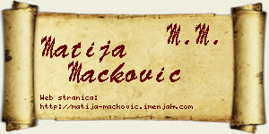 Matija Mačković vizit kartica